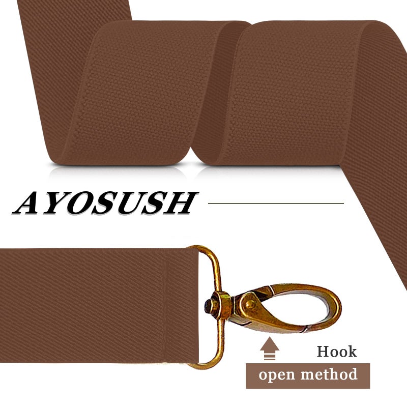 AYOSUSH Vintage Suspenders for Men Heavy Duty 4 Snap Hooks for Belt Loops Adjustable X Back (Coffee 2, One Size) - Image 4